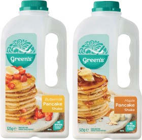 Greens-Buttermilk-or-Maple-Pancake-Shake-325g on sale