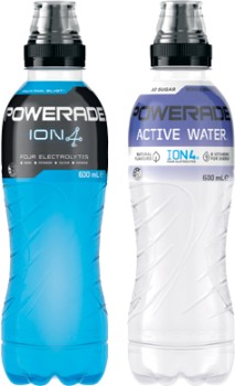 Powerade-or-Powerade-Active-Water-600mL-Selected-Varieties on sale