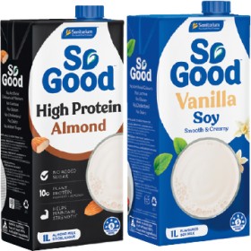 Sanitarium-So-Good-High-Protein-Almond-or-Vanilla-Soy-Milk-1-Litre on sale