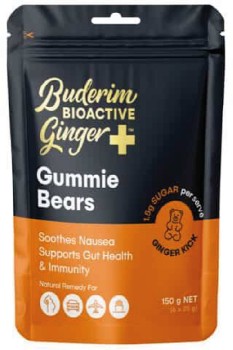 NEW-Buderim-Ginger-BioActive-Ginger-Plus-Hot-Gummie-Bears-150g on sale
