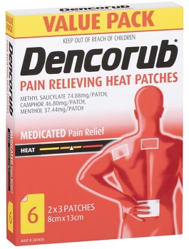 Dencorub-Pain-Relieving-Heat-Patches-6-Pack on sale