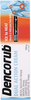 Dencorub-Dual-Action-Cream-Muscle-Joint-Pain-Relief-100g on sale