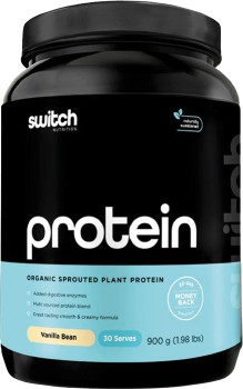 Switch-Nutrition-Organic-Sprouted-Plant-Protein-Vanilla-Bean-900g on sale
