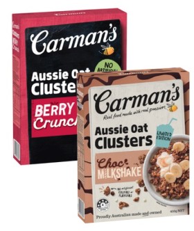Carmans-Aussie-Oat-Clusters-450g on sale