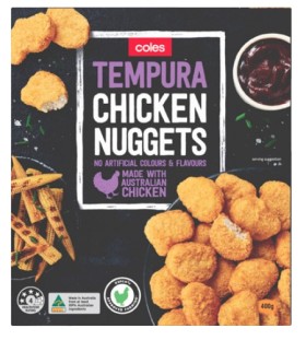 Coles-Frozen-Tempura-Chicken-Nuggets-400g on sale