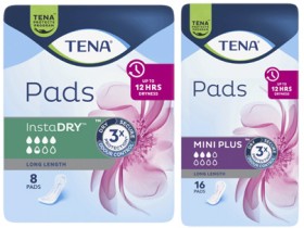 Tena-Continence-Pads-Insta-Dry-Long-Length-8-Pack-or-Mini-Plus-Long-Length-16-Pack on sale