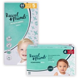 Rascal-Friends-Jumbo-Nappies-64-Pack-96-Pack on sale