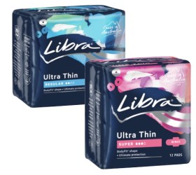 Libra-Ultra-Thin-Pads-With-Wings-Regular-14-Pack-or-Super-12-Pack on sale