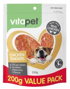 Vitapet-Chicken-Tenders-Dog-Treats-200g on sale