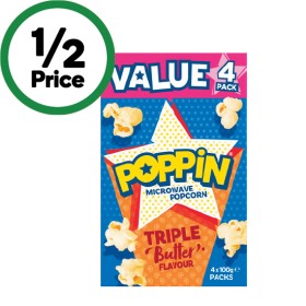 Poppin-Microwave-Popcorn-400g-Pk-4 on sale