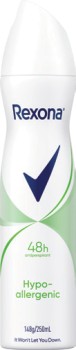 Rexona-Women-Antiperspirant-Deodorant-Hypo-Allergenic-250ml-Aerosol on sale