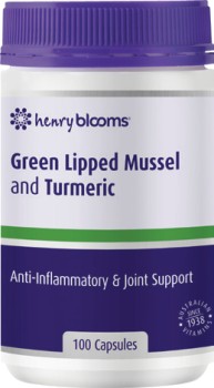 Henry-Blooms-Green-Lipped-Mussel-Turmeric-100-Capsules on sale