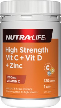 Nutra-Life-High-Strength-Vitamin-C-Vitamin-D-Plus-Zinc-120-Tablets on sale