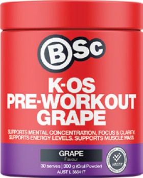 BSc-K-OS-Pre-Workout-Grape-300g on sale