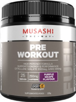 Musashi-Pre-Workout-Purple-Grape-225g on sale