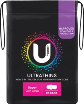 U-by-Kotex-Ultra-Thins-Super-with-Wings-12-Pads on sale