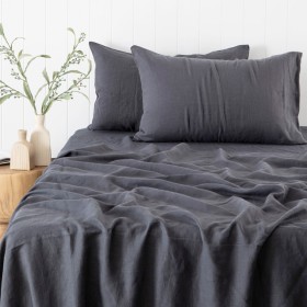 Washed-Linen-Charcoal-Standard-Pillowcase-Pair-by-MUSE on sale