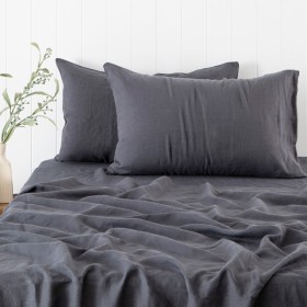 Washed-Linen-Charcoal-King-Pillowcase-Pair-by-MUSE on sale