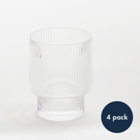 Mila-Ribbed-Clear-Tumbler-Glasses-Set-of-4-by-MUSE on sale