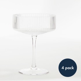 Mila-Ribbed-Cocktail-Coupe-Crystal-Glass-Set-of-4-by-MUSE on sale