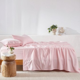 Plain-Dye-Pink-Flannelette-Sheet-Set-by-Essentials on sale