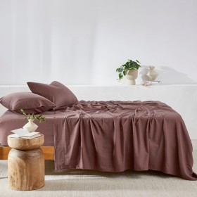 Plain-Dye-Chocolate-Brown-Flannelette-Sheet-Set-by-Essentials on sale