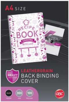 GBC-A4-Back-Binding-Cover-Leathergrain-Black-100-Pack on sale