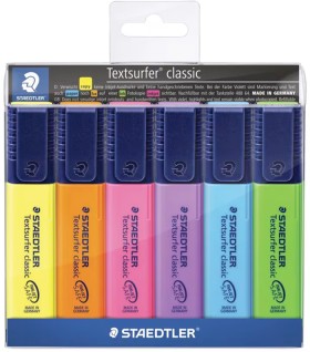 Staedtler+Textsurfer+Classic+Highlighters+Assorted+6+Pack