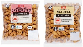 Coles-Natural-Smoked-or-Dry-Roasted-Almonds-400g-Pack on sale