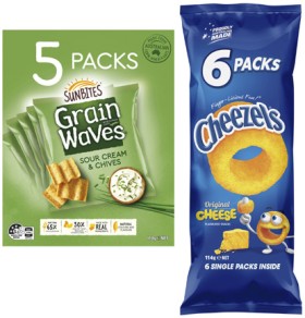 Cheezels-or-Parkers-Petzels-6-Pack-or-Grainwaves-5-Pack on sale