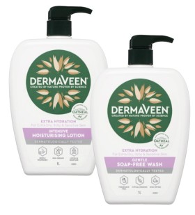Dermaveen-Extra-Hydration-Gentle-Soap-Free-Wash-or-Intensive-Moisturising-Lotion-1-Litre on sale