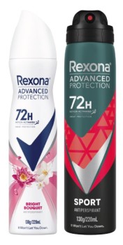 Rexona-Advanced-72hr-Antiperspirant-Aerosol-Deodorant-220mL on sale
