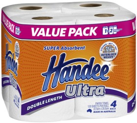 Handee-Ultra-Double-Length-Paper-Towel-4-Pack on sale