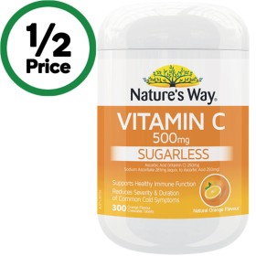 Natures-Way-Sugarless-Vitamin-C-500mg-Chewable-Tablets-Pk-300 on sale