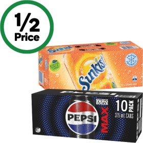 Pepsi-Solo-Mountain-Dew-or-Schweppes-Lemonade-Soft-Drink-Varieties-10-x-375ml on sale