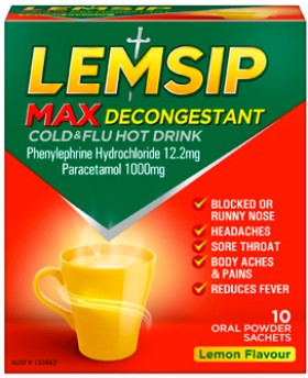 Lemsip-Max-Decongestant-Cold-Flu-Hot-Drink-Lemon-Flavour-10-Sachets on sale