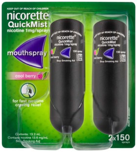 Nicorette-Quickmist-Mouthspray-Cool-Berry-Duo-Pack-2-x150-Sprays on sale