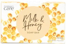 Pharmacy-Care-Soap-Bar-Milk-Honey-100g on sale