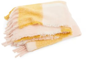 Check-Woven-Throw-Pink-and-Mustard on sale