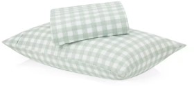 Gingham-Cotton-Flannelette-Sheet-Set-Single-Bed-Green on sale