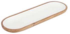 White-Enamel-and-Acacia-Wood-Oval-Platter on sale
