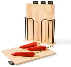 Set-of-4-Wood-Cutting-Boards-with-Stand on sale