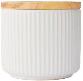 Small-White-Ribbed-Canister on sale