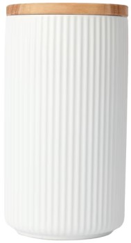 Large-White-Ribbed-Canister on sale