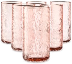 NEW-6-Pink-Molten-Hiball-Glasses on sale