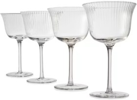 NEW-4-Clear-Linear-Cocktail-Glasses on sale
