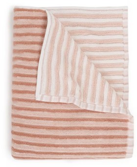NEW-Cotton-Reversible-Bath-Towel-Pink-Stripe on sale