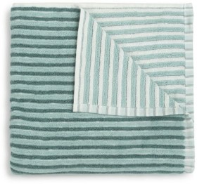 NEW-Cotton-Reversible-Bath-Towel-Blue-Stripe on sale