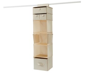 Linen-Look-Hanging-Shelving-with-Drawers-Beige on sale