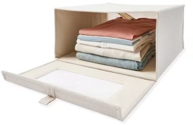 Linen-Look-Clothing-Storage-Box-Beige on sale